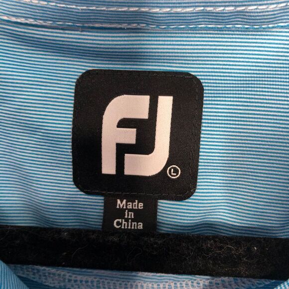 FootJoy Shirt Mens Large Blue Striped Golf Performance Embroidered Casual - Picture 3 of 6